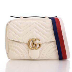 Gucci Small Calfskin GG Marmont Top Handle